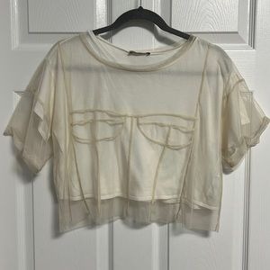 Zara T-Shirt with Sheer Bustier Style Top